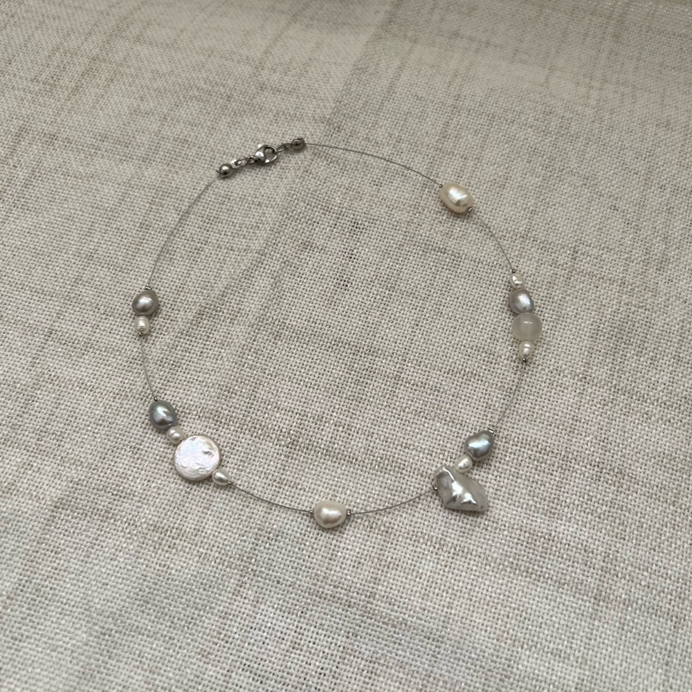 handmade pearl choker necklace 13-13.5in
